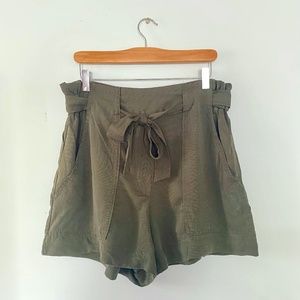 H&M Olive Paper Bag Shorts